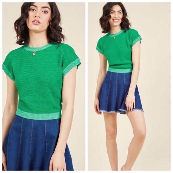 Modcloth Tops - NWOT Ready to Retro Pullover in Jade in XL